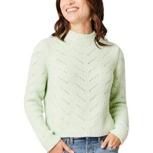 $96 Carve Designs Monroe Sweater Frost Heather Mint Soft Pointelle Knit Large
